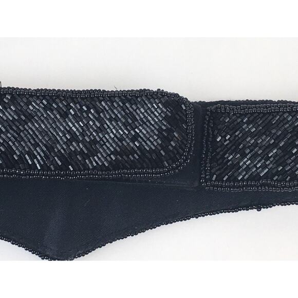 Black Bugle beaded and sequin vintage retro sash belt La Regale Small - Picture 5 of 16